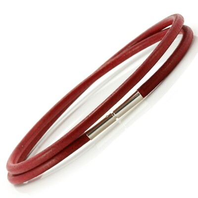 Red Leather Wrap Bracelet – Double 3mm Greek Cord with Sterling