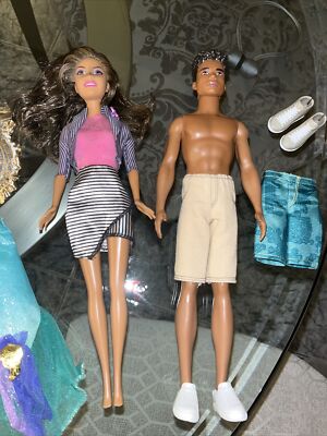 Barbie Doll Couple with Clothes and Shoes
