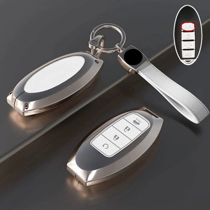 Zinc Alloy Leather Car Key Case Cover For Nissan Altima Maxima Murano Leaf kicks Foto 4 de 4