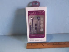 New iWorld Matrix Hands Free Mic Smartphone Stereo Earbuds EMX-1080 Purple