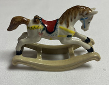 Vintage Rocking Horse Christmas Collectible Ceramic Painted Small 3x2 In
