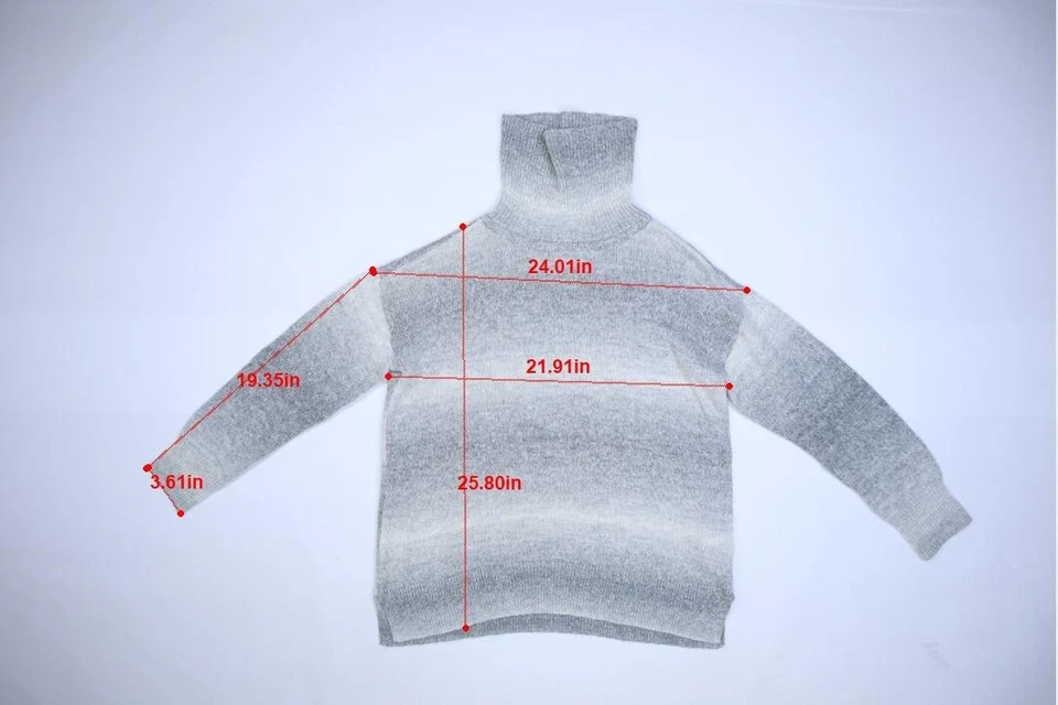 Suéter Pullover Chaps Para Mujer Gris Manga Larga Mezcla Algodón Cuello Alto XL Foto 2 de 4