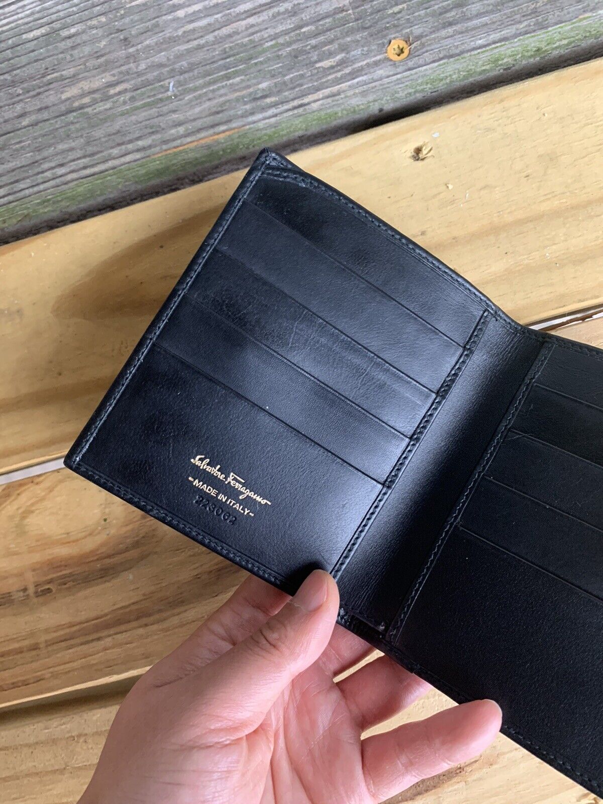 Salvatore Ferragamo black leather wallet double s… - image 4
