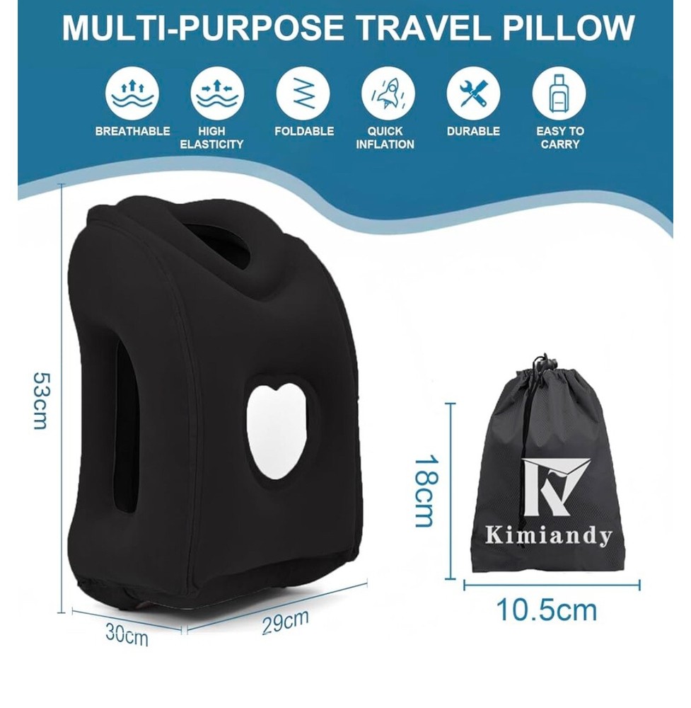 Inflatable Travel Neck Pillow for Comfortable Sleep and Head Support