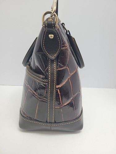 Dooney & Bourke Dillen Croc Embossed Leather Double Satchel Handbag - Picture 3 of 24