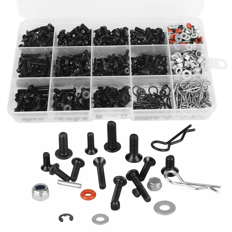 700PCS Metal Screws Box Repair Tool Kit For 1:10 1:8 RC Crawler Car HSP Traxxas - Image 3 of 4
