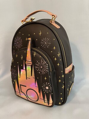 Disney World 50th Anniversary Gold Finale Castle Loungefly Mini