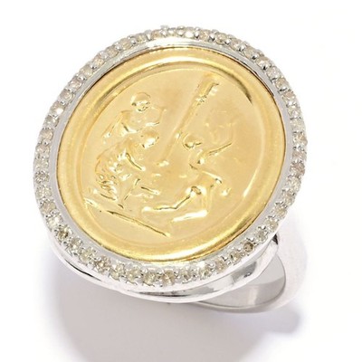 Tagliamonte Two-tone Maypole Cameo Diamond Accented Oval Ring