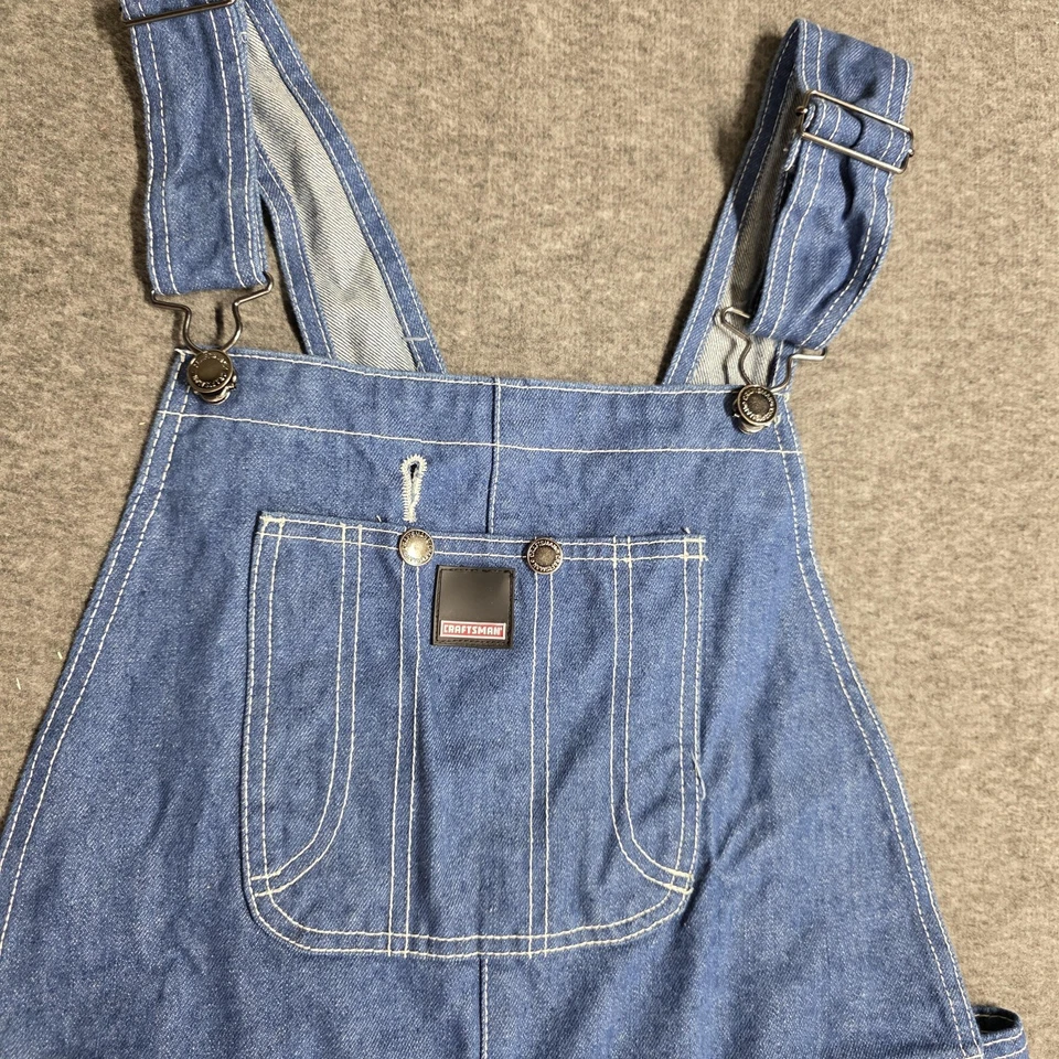 Macacão masculino Craftsman denim 30x32 azul carpinteiro ferramenta utilitária vestuário de trabalho - Imagem 2 de 4