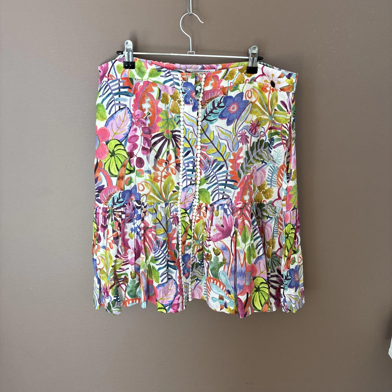 Sportscraft Skirt Womens 12 Multicolour Liberty Linen Floral Peasant Short Mini