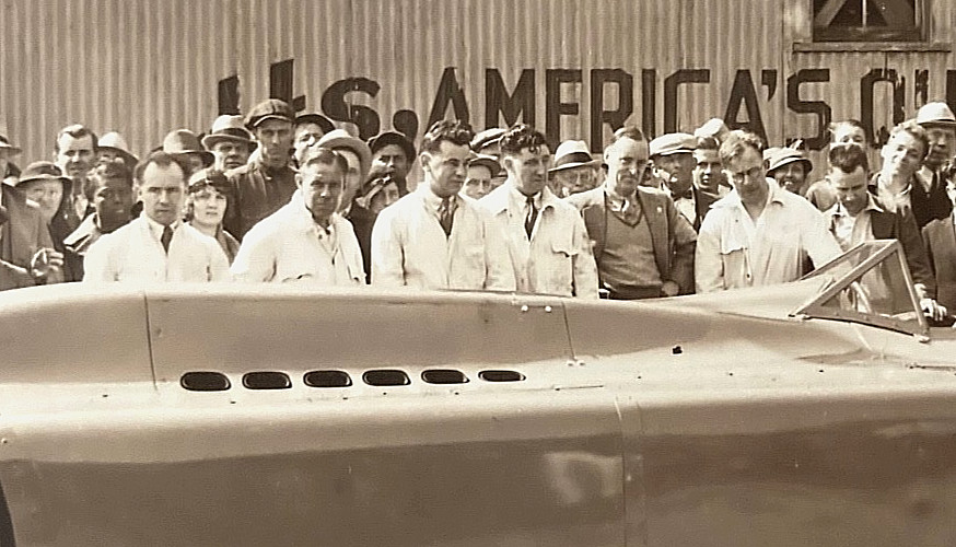 RARE! MODERNIST LAND SPEED RECORD "BLUE BIRD" CAR DAYTONA BCH. MAR 7, 1935 PHOTO