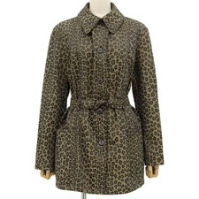FENDI Leopard Print Jacket Brown Polyester 70 Cotton 30 Size