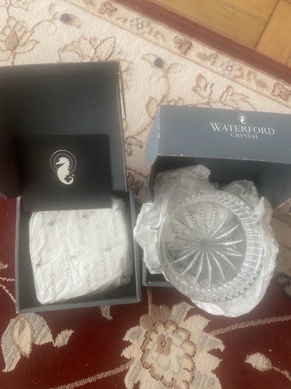 WATERFORD SEAHORSE CRYSTAL 4” COASTER /BOWLS PAIR NIB🍷