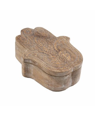 Thirstystone Etched Wood Hamsa Spice Box, Hand made