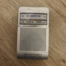 Aiwa CR-AS65 AM/FM Stereo Radio kieszonkowe srebrne czarne z gniazdem słuchawkowym