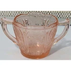 Vintage Jeanette Depression Glass Pink Cherry Blossom Pattern Open Sugar Bowl