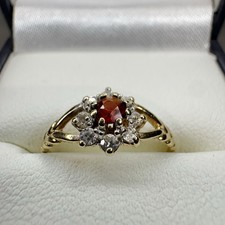 9ct Gold Vintage Ruby & Cubic Zirconia Cluster Ring Hallmarked Size L 1/2 to N