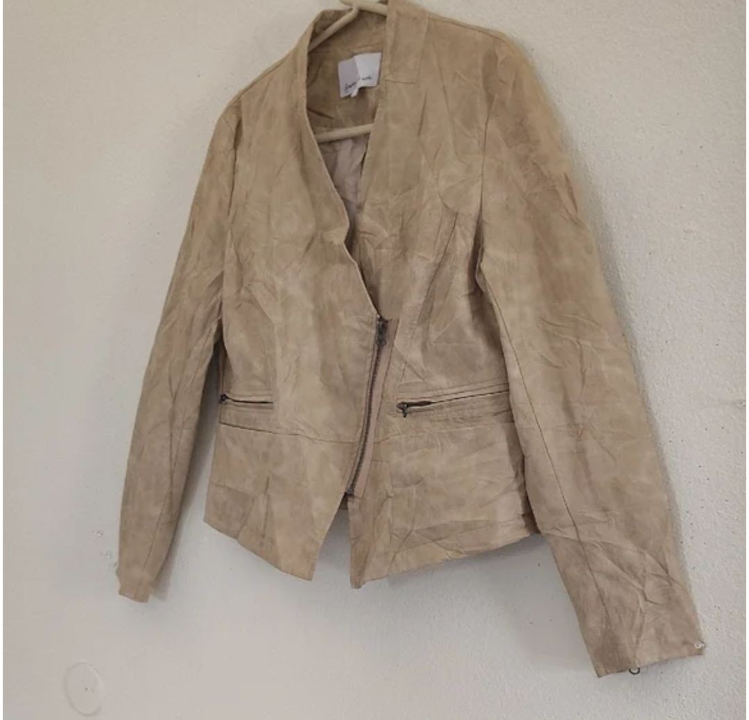 Symphony + note Women’s Beige Zip Lined Basic Jac… - image 7