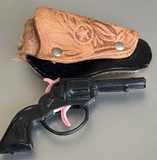 Leather Gun Holster W/Plastic Gun Horse Embossed TOY 3" Mini 1952