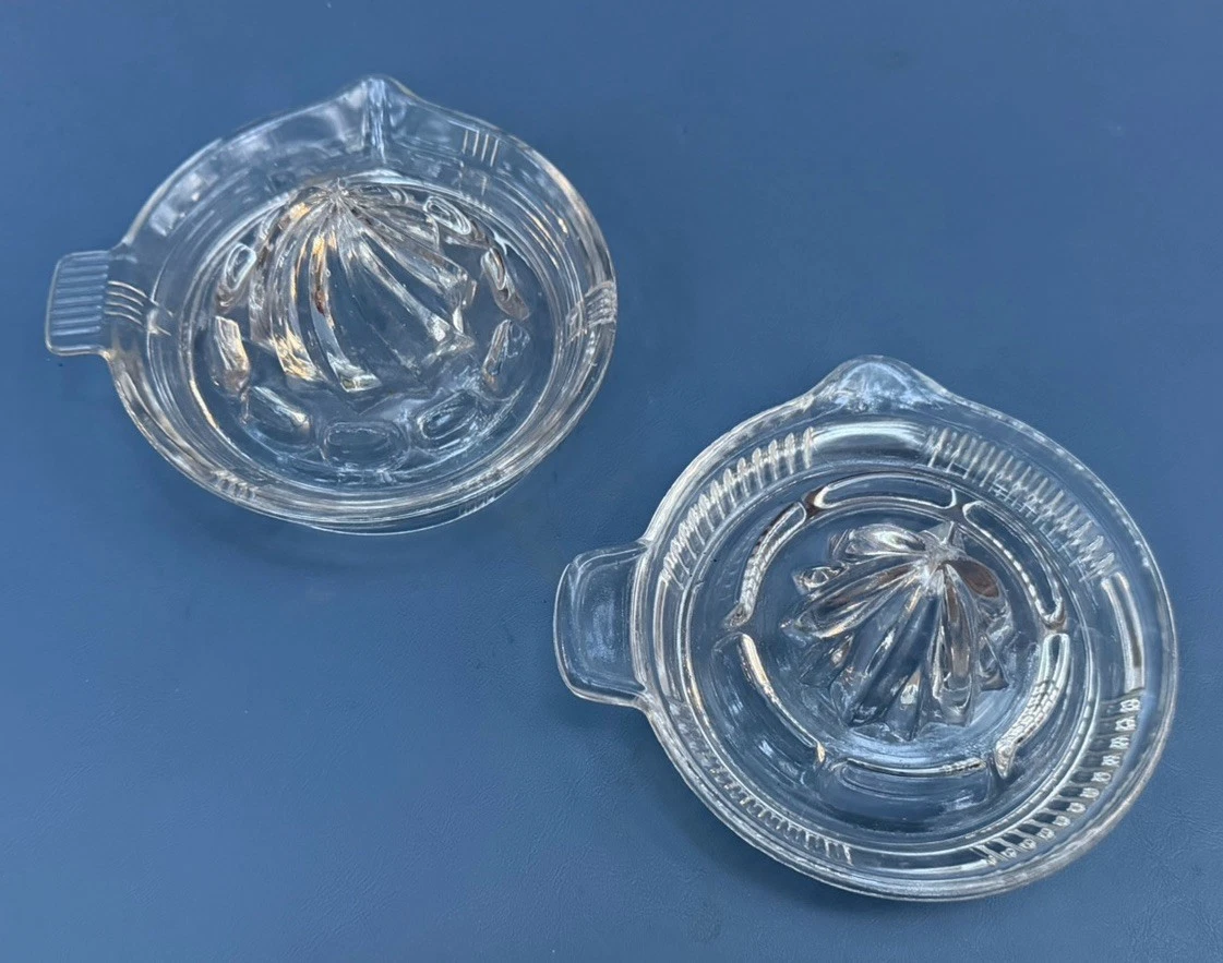 Vintage Clear Glass Small Citrus Juicer Reamers X2 Lemon Orange Squeezer