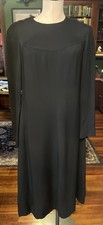 Vintage Miss Dior Women 10 Black Cr pe Long Sleeve Midi Dress B