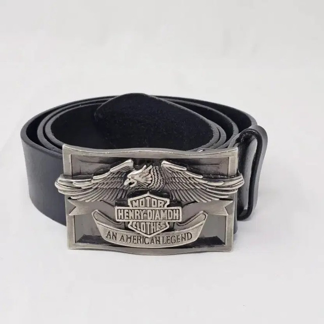 Henry Diamond Harley-Davidson Style Leather Belt with Eagle Buckle