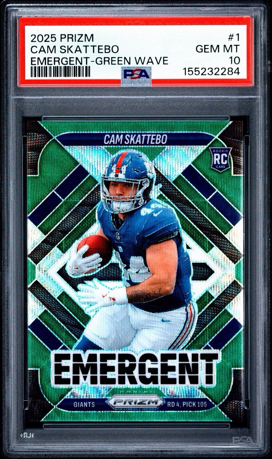 Cam Skattebo Panini Prizm Emergent #1 Green Wave