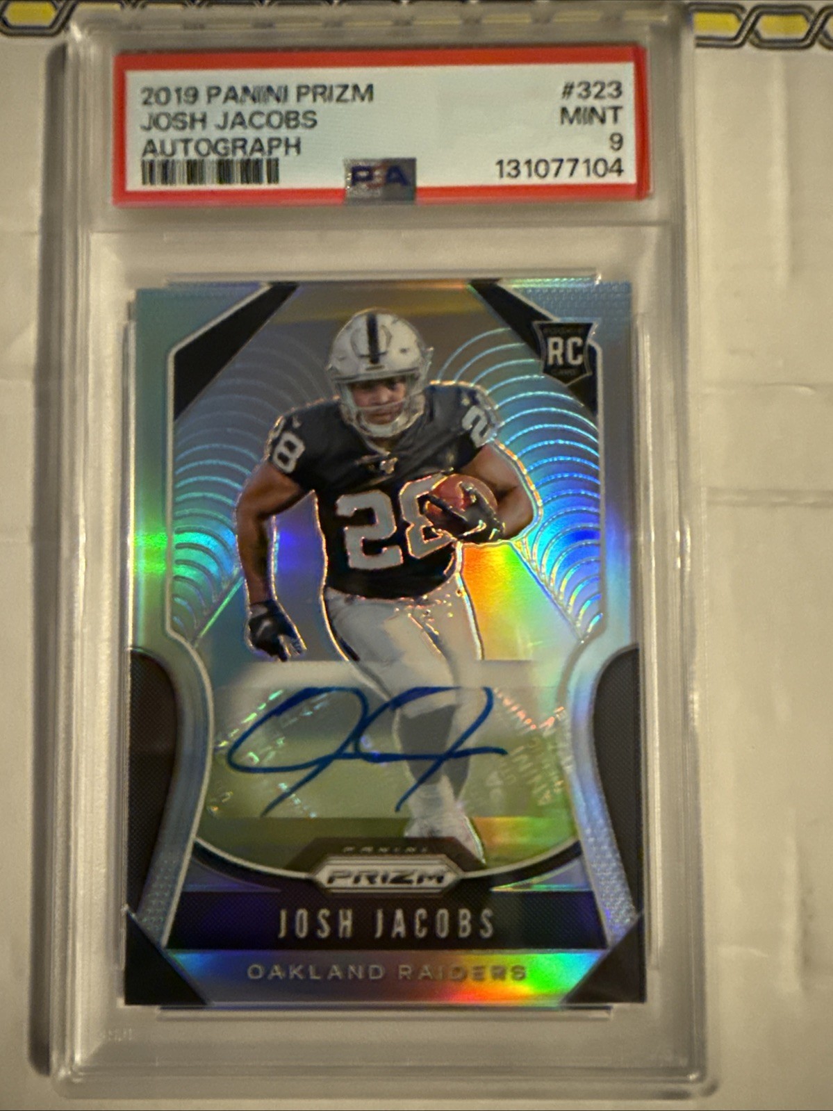 2019 Panini Prizm Rookies Josh Jacobs #323 Silver Prizm Autographs (AU, RC)