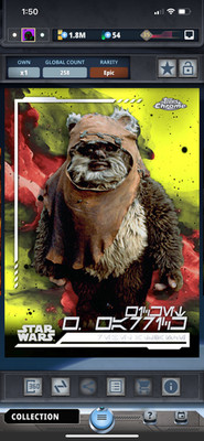 DIGITAL Star Wars Card Trader Chrome 24 Wicket W. Warrick Aurebesh Yellow 258cc