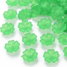 950 Pcs Frosted Green Flower Acrylic Bead Caps for DIY Jewelry Making