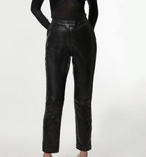 Womens Black Leather Pant 100 Real Lambskin Moto Biker Classic Slim fit Pant W8