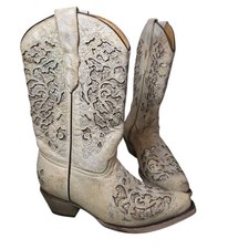 Corral Boots Teens 3.5 Glittered Inlay Snip Toe Cowboy Boots Western Cowgirl