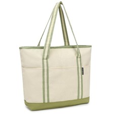 Large Canvas Tote Bag for Women, Beach Bag with Zipper, Utility Tote Bag with...