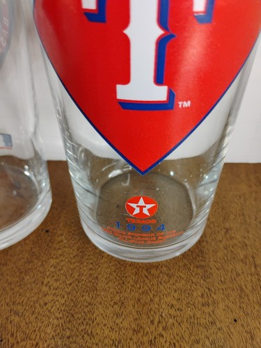 Vintage 1994 TEXAS RANGERS BASEBALL CLUB 16 oz glass Lot Of Two - Picture 4 of 8