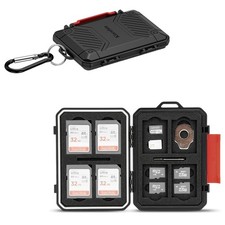 22 Slots SD MicroSD Memory Card Case, IP67 For 8 SD 12 TF 2 Nano SIM BLACK