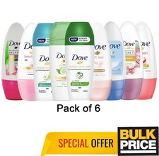 Dove Mixed Lot Variety Pack Assorted Women Roll-On Deodorant Fresh Scents 6-Pcs