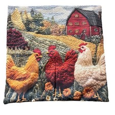 Chicken-Themed Pillow Cover 18"x18" Farmhouse Chicken Polyester PRINT design