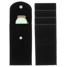 4 Pcs Velvet Watch Pouch, Portable Watch Travel Bag, Black