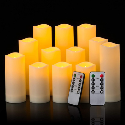Set of 24 Waterproof Outdoor Flameless Candles, LED Candles with 4 Remote and Ti