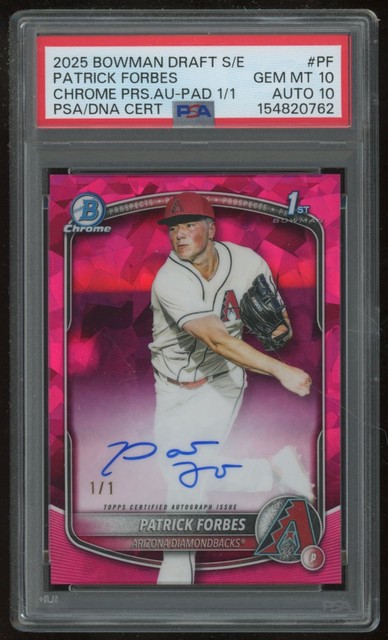 PATRICK FORBES 2025 BOWMAN DRAFT SAPPHIRE PADPARADSCHA AUTO 1/1 PSA 10