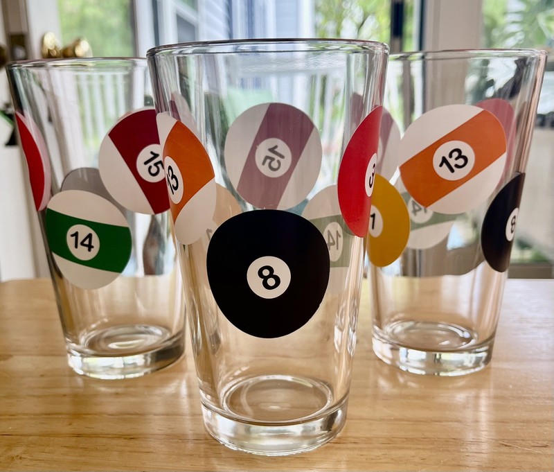 3 Luminarc  Pool Parlor Billiard Ball Pub Pint Beer Drinking Glass 16oz