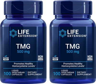 Life Extension TMG 500 mg 100 Vegetarian Capsules Pack of 2 Trimethylglycine