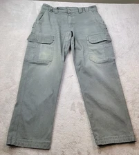 Duluth Trading Co Flex Fire Hose Pants Mens 34x32 Gray Relaxed Fit Stretch