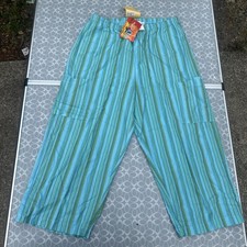 Fresh Produce Vintage Pants Size XL Womens Vintage Sea Stripe Sheetin Capri