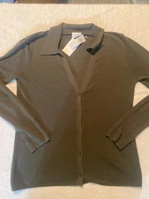 Wilfred Aritzia Women's Large Dark Olive Button Sweater