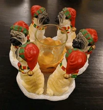 2002 CCI Holiday Pug Votive  Candle Holder