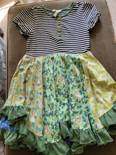 Matilda Jane Girls Sz 8 Dress Full Skirt Pullover 2 Layers Multi Color And Print