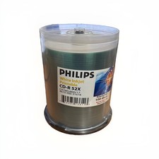 Philips CD-R,52X,80MIN,White Inkjet Printable,  CR7M5JB00/17, 100 Ct.