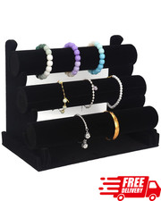 3 Tier Velvet Bracelet Holder Display Stand Detachable Jewelry Organizer Black