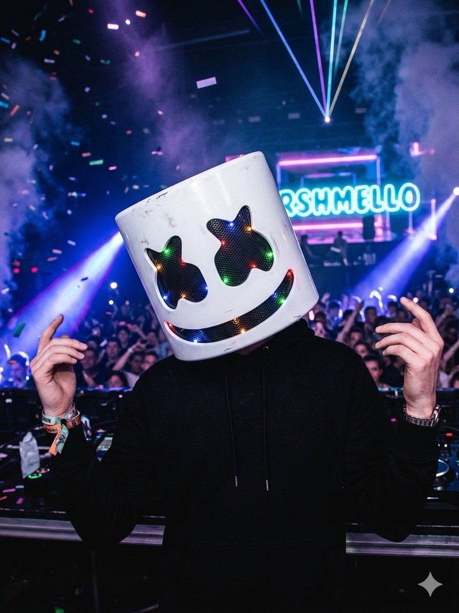 Marshmello LED Helmet Mask - Foam Costume for Halloween
